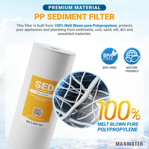 Miniatura 3 de Max Water Cartucho de filtro de agua de repuesto para toda la casa de 1 micrón, 10 x 4.5 pulgadas, compatible con DGD-5005, AP810, WFHD13001B