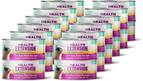 Health Extension Receta de pollo alimento húmedo para gatos sin granos, 2.8 onzas, fortificado con proteínas esenciales, vitaminas y minerales