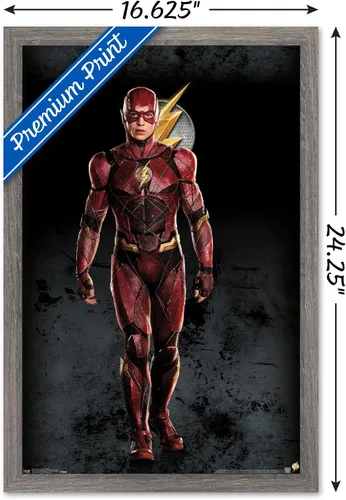 Miniatura 3 de Trends International Película de DC Comics - Liga de la Justicia - Póster de pared The Flash, 14.725 x 22.375 pulgadas, versión enmarcada de madera