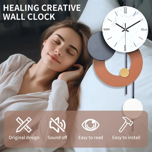 Miniatura 3 de SIN&MI Relojes de pared decorativos para sala de estar, grandes relojes de metal modernos que funcionan con pilas, arte de pared para el hogar