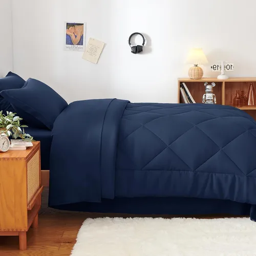 Miniatura 362 de CozyLux Juego de edredón tamaño King, color naranja quemado, toda la ropa de cama en una sola bolsa, 7 piezas: edredón, fundas de almohada