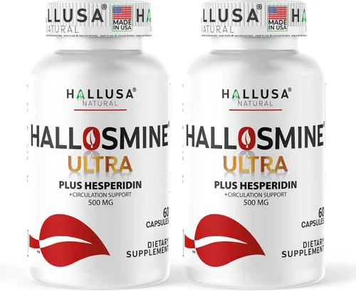 Hallusa Natural Hallosmine Ultra Circulation & Vein Support, Diosmin Hesperdin 650 mg, hinchazón de pies, tobillos y piernas, venas visibles, flujo
