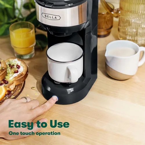 Miniatura 5 de Máquina de café BELLA de doble preparación para una sola porción, prepara tanto Kcup como café molido, capacidad grande de 14 onzas, fácil de un