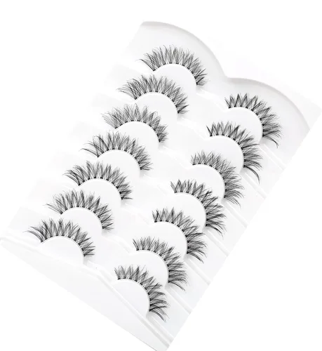 Miniatura 443 de Pooplunch - Pestañas postizas finas de visón sintético, estilo ojo de gato, naturales, cruzadas, tipo racimo, efecto 8D de volumen, tiras