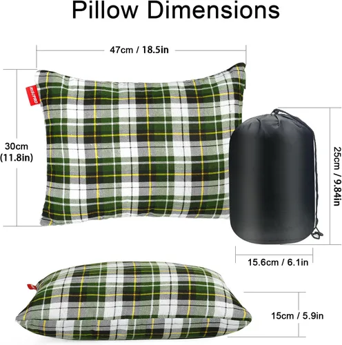 Miniatura 2 de Almohada para acampar al aire libre, ligera, comprimible, fundas de almohada de viaje de franela, funda de almohada extraíble lavable para acampar