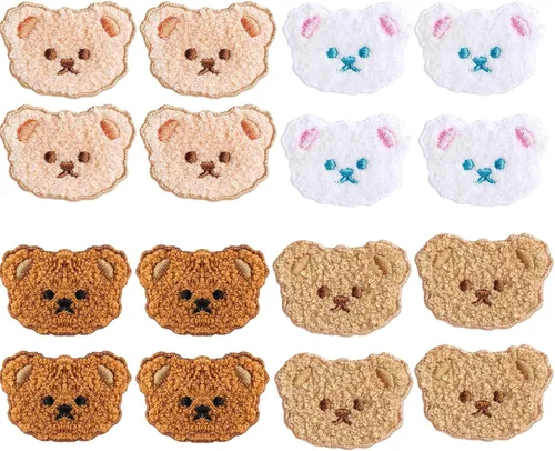 16 parches de osos lindos – Parches bordados de oso de dibujos animados para coser o planchar para ropa, ropa de niños, accesorios de bricolaje