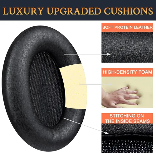 Miniatura 4 de SOULWIT Almohadillas profesionales de repuesto para auriculares Sony WH-1000XM3 (WH1000XM3) supraaurales, almohadillas para los oídos con cuero