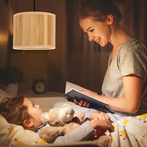 Miniatura 6 de Beaupretty Pantalla de lámpara de bambú - Cubierta de enchufe de luz E14/E27 - Reemplazo para lámparas de mesa y mesita de noche