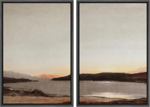 Miniatura 33 de SIGNWIN Lienzo enmarcado para pared, juego de arte sereno de paisaje de pantanos, ilustración rústica, arte moderno, minimalismo, decorativo