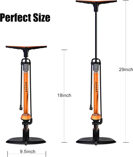 Miniatura 2 de GOBKO Bomba de bicicleta con manómetro, bomba de piso de bicicleta para válvulas Presta y Schrader, inflador de neumáticos de bicicleta, inflador