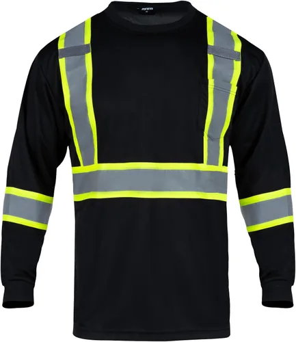Miniatura 2 de FONIRRA Paquete de 3 camisetas de seguridad de manga larga reflectantes de alta visibilidad, camisas de trabajo de construcción ANSI Clase 3