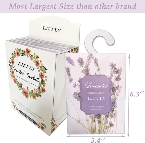 Miniatura 6 de 8 paquetes grandes de bolsas perfumadas de lavanda con colgador para cajón y armario, regalo de Navidad