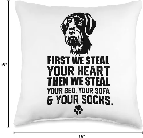 Miniatura 4 de funny German Wirehaired Pointer Almohada alemana con diseño de corazón de puntero de pelo sintético, 16 x 16 pulgadas, multicolor