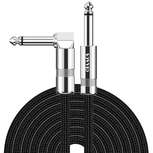Miniatura 21 de Cable de Guitarra de 6 Pies Cable de Instrumento para Guitarra Eléctrica y Bajo, Teclado - Cable AMP de Ángulo Recto de 1/4 Pulgada, Negro