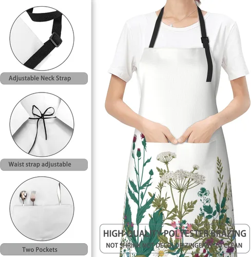 Miniatura 3 de Delantal, delantal con cuello ajustable para mujer, adecuado para el hogar, cocina, delantal de cocina
