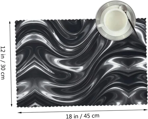 Miniatura 2 de Rectangular Placemats Set of 4, Heat Resistant Liquid Metal Printed Kitchen Dining Table Mats