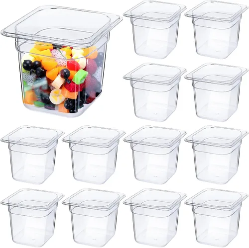 Miniatura 9 de Yinder 6 Piezas Bandejas de Plástico Transparente para Alimentos Tamaño 1/6 Recipientes de Policarbonato Apilables con Indicador de Capacidad
