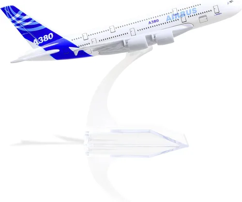 Miniatura 10 de 1/400 Francia A380 Modelo Avión Modelo Metal Diecast Kit de modelo de avión para Airbus A380 (5.5 pulgadas L) con soporte de avión de exhibición E.