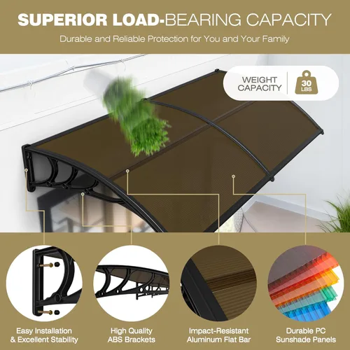 Miniatura 2 de ZENY Toldo de ventana de 40 x 80 pulgadas para entrada de puerta, toldo y marquesina para exteriores, protector de lluvia y sol para puerta