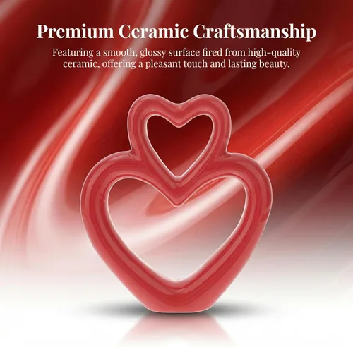 Miniatura 5 de Abaodam Figura de corazón de boda, adorno de corazón de cerámica, decoración romántica para estante de escritorio, hogar, oficina, aniversario