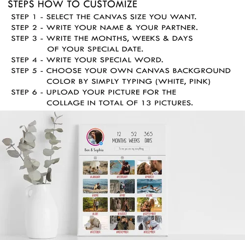 Miniatura 2 de Lienzo enmarcado de collage de 13 imágenes personalizado con tus fotos, lienzo de collage personalizado de múltiples fotos, regalo ideal para bodas