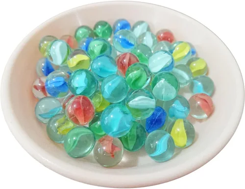Miniatura 3 de MANSHU 60 canicas de vidrio para juegos de mármol, 0.63 pulgadas, 6 colores.