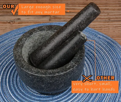 Miniatura 4 de Maja de repuesto de granito de 7.4 pulgadas, solo piedra pulida, mortero grande para multifunción en cocina (mortero no incluido) (granito pulido)