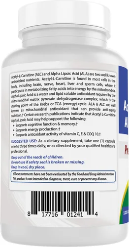 Miniatura 7 de Best Naturals Acetil L-carnitina y ácido alfa lipoico 750 mg 120 cápsulas (120 unidades (paquete de 3))