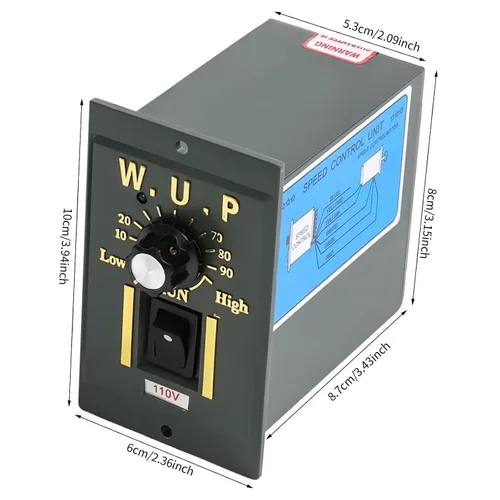 Miniatura 5 de Motor eléctrico monofásico de 110 V, 90 W, 27 RPM, motor eléctrico monofásico con controlador de velocidad variable ajustable, motor con engranaje