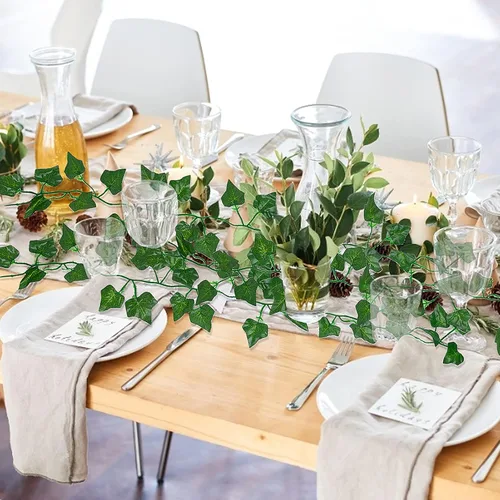 Miniatura 6 de RECUTMS Enredaderas Falsas para Decoración de Habitación 86 Pies Guirnalda de Hiedra Artificial Plantas Colgantes Follaje Artificial Falso Hojas