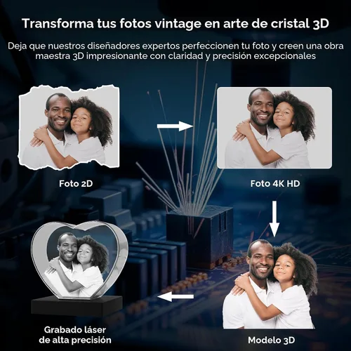 Miniatura 7 de Foto de cristal 3D con forma de corazón personalizada, regalo de imagen de cristal grabada con láser para papá, marido, abuelo, día del padre