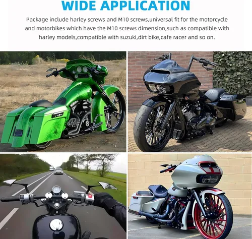 Miniatura 6 de Espejos de motocicleta en forma de murciélago negro, espejos retrovisores de motocicleta actualizados compatibles con Harley Road King, Sportster