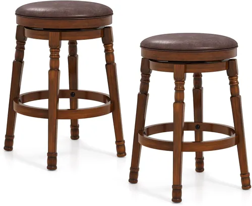 Miniatura 10 de Giantex Juego de 4 taburetes de bar giratorios de 29 pulgadas de altura de barra con asiento acolchado de piel sintética, reposapiés, marco