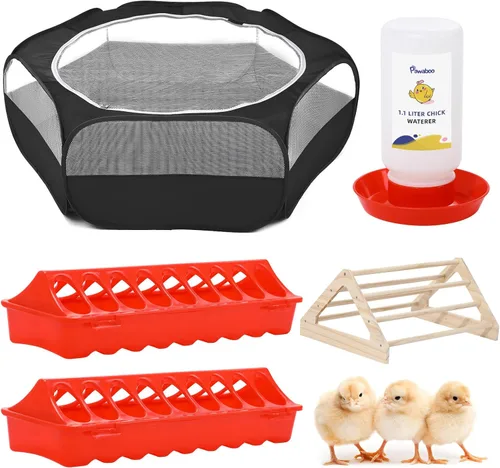 Miniatura 19 de Pawaboo Corralito para Animales Pequeños, Carpa de Jaula Impermeable para Mascotas Pequeñas con Cubierta con Cremallera, Cerca Portátil para Patio