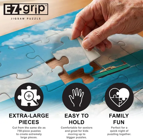 Miniatura 3 de MasterPieces Rompecabezas de 300 Piezas EZ Grip – Escena de Playa Coastal Getaway – Rompecabezas de Piezas Grandes para Personas Mayores, Adultos