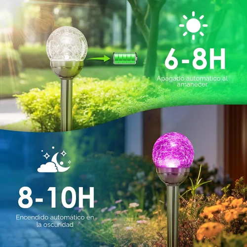 Miniatura 5 de Solpex - Luces solares de jardín para exteriores, paquete de 3 unidades, multicolor, cambio de color y blanco, 2 modos, bola de vidrio alimentada
