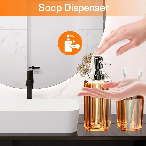 Miniatura 5 de Juego de accesorios de baño, juego de 4 piezas de accesorios de baño acrílico de alta calidad con dispensador de jabón de loción, taza de enjuague
