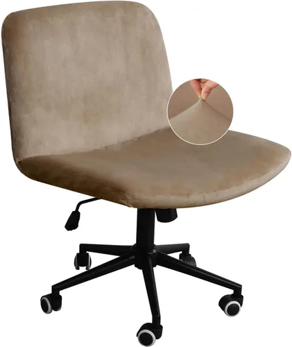 Miniatura 11 de NICEEC Funda para silla cruzada sin brazos, para oficina, dormitorio, escritorio, tocador, computadora, respaldo medio, asiento ancho sin protector