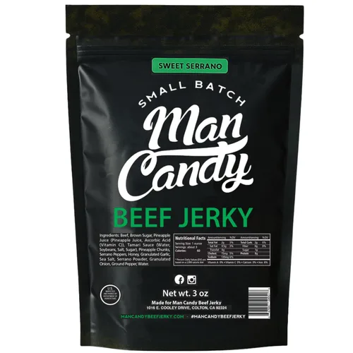 Miniatura 11 de Man Candy - Bocadillo de carne seca con sabor a barbacoa, sabor ahumado y dulce, alta proteína, 3 onzas