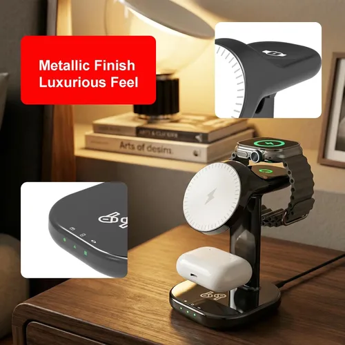 Miniatura 5 de Estación de carga inalámbrica 3 en 1 para soporte de cargador Magsafe, cargador magnético de teléfono para iPhone, Apple Watch, para Airpods