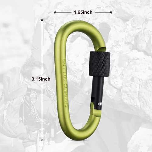 Miniatura 2 de Carago Clips de mosquetón con puerta de tornillo, paquete de 10 mosquetones de senderismo con varilla de aluminio de 0.295 in de diámetro