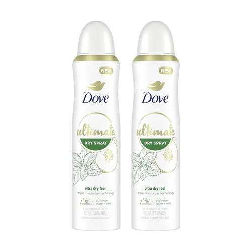 Miniatura 12 de Dove Ultimate Dry Spray antitranspirante de peonía y agua de rosas, 2 unidades para 72 horas de protección contra el sudor y el olor con tecnología