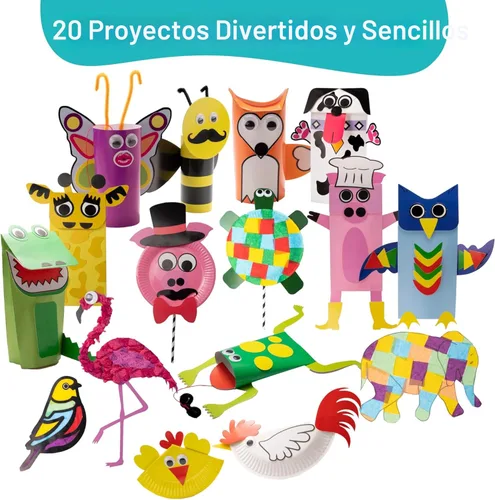 Miniatura 4 de Craftikit® - Kit galardonado de 20 manualidades de animales para niños de 3 a 10 años, kits de manualidades con todo incluido, divertida caja