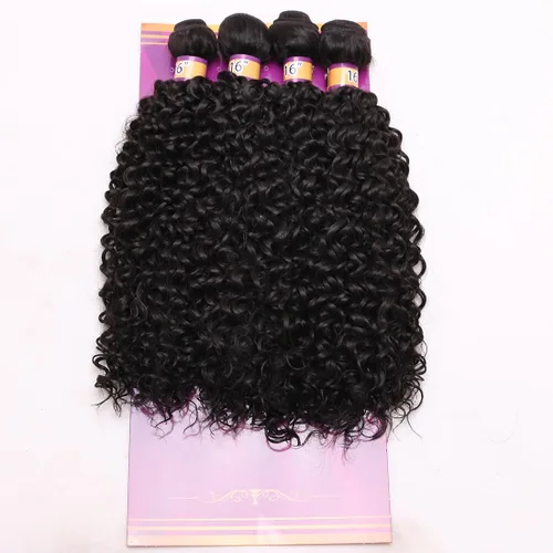 Miniatura 23 de Extensiones de cabello rizado afro rizado, sintético, tejido rápido, extensiones de cabello de fibra de alta temperatura para mujeres, color negro
