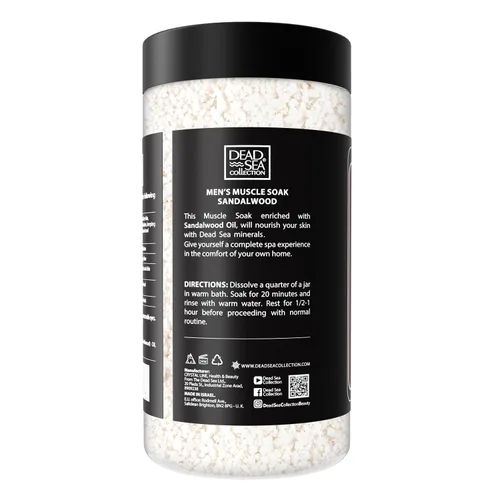 Miniatura 7 de Dead Sea Collection Sales de baño para hombres con aceite de sándalo, baño de recuperación muscular, sal pura del mar muerto para calmar y relajar
