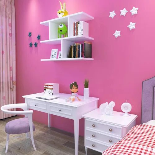Miniatura 3 de LACHEERY Papel adhesivo rosa de 12 x 160 pulgadas, papel tapiz texturizado sólido para pegar y despegar, papel de pared rosa, papel tapiz