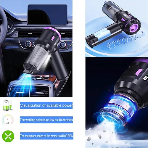 Miniatura 8 de Aspiradora de mano portátil inalámbrica para automóvil limpiadora Aspiradora para Carro, 4 en 1, nuevo Pro con pantalla LED V2, soplador de aire