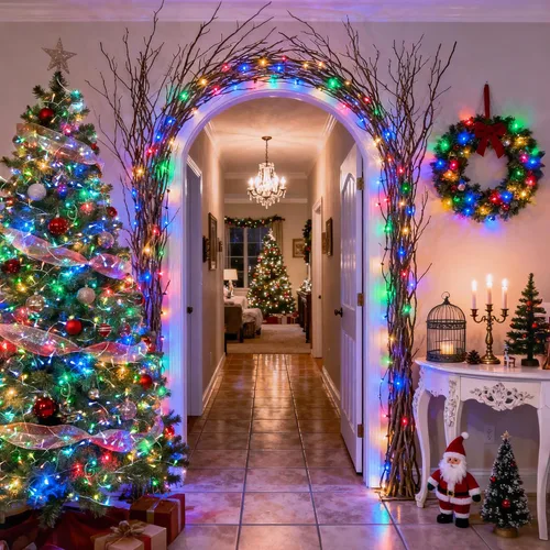 Miniatura 3 de JMEXSUSS Luces de Navidad multicolor que funcionan con pilas con 8 modos de control remoto, impermeables, 33 pies, 100 luces LED de Navidad