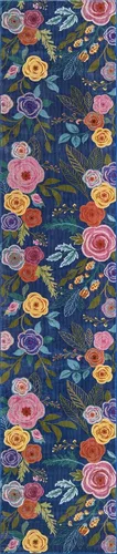 Miniatura 3 de Unique Loom Blossom Collection - Alfombra Ashley (2' 7" x 12' 2", alfombra de pasillo, azul/oliva)