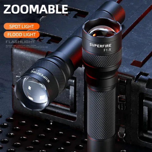 Miniatura 5 de SuperFire Linternas tácticas compactas, linterna pequeña con zoom con chips potentes, mini linterna LED recargable, linterna de bolsillo de 4 modos
